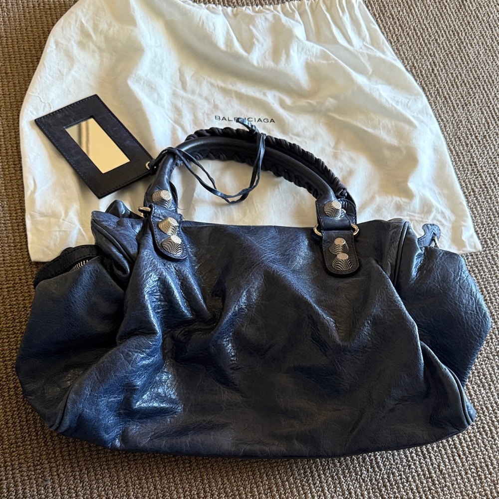 Balenciaga large City bag Dark Blue Leather - Picture 4 of 6